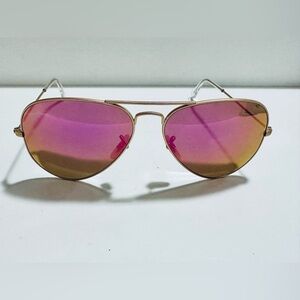 Authentic Ray Ban Aviator RB3025 Unisex Matte Gold/Pink Mirror Glass Lenses